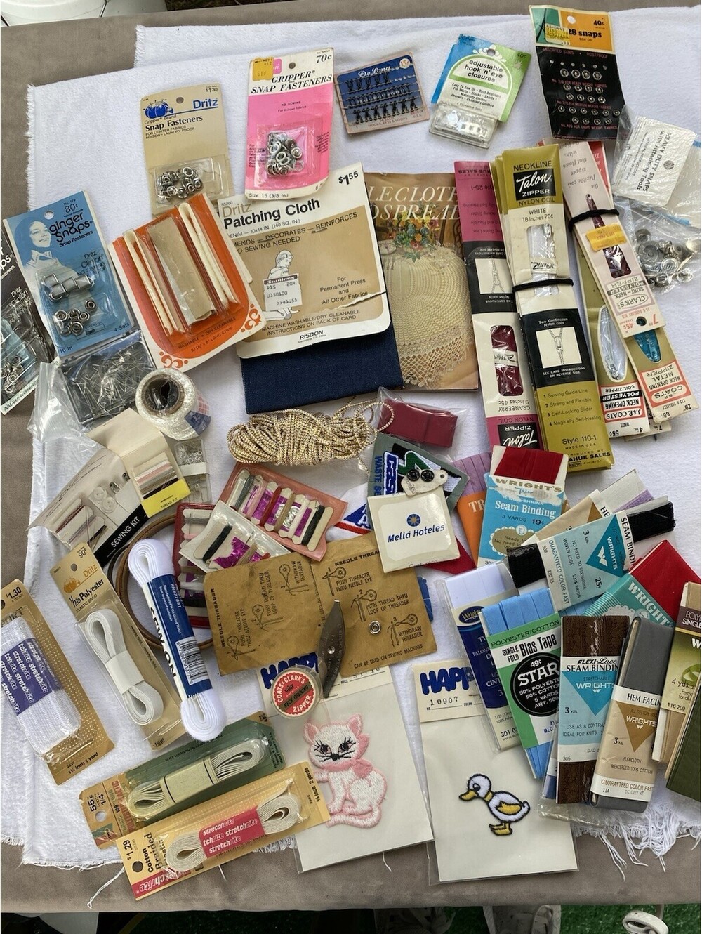 Vintage Lot Of Sewing Supplies; Books, Patches, Hems, Needles, Snaps, Kits